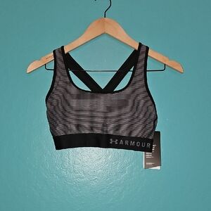 Under Armour Black and Gray Striped Sports Bra